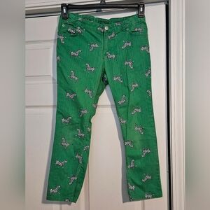 Lands' End Green Zebra Print Jean Capris